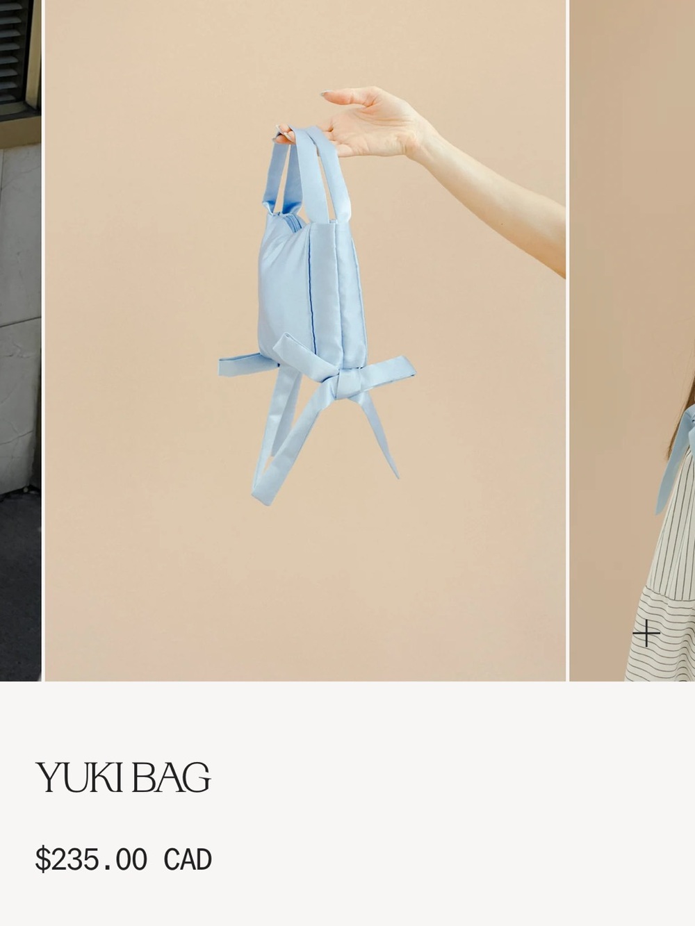 YUKI BAG Powder Blue Shoulder Bag with Bow Straps